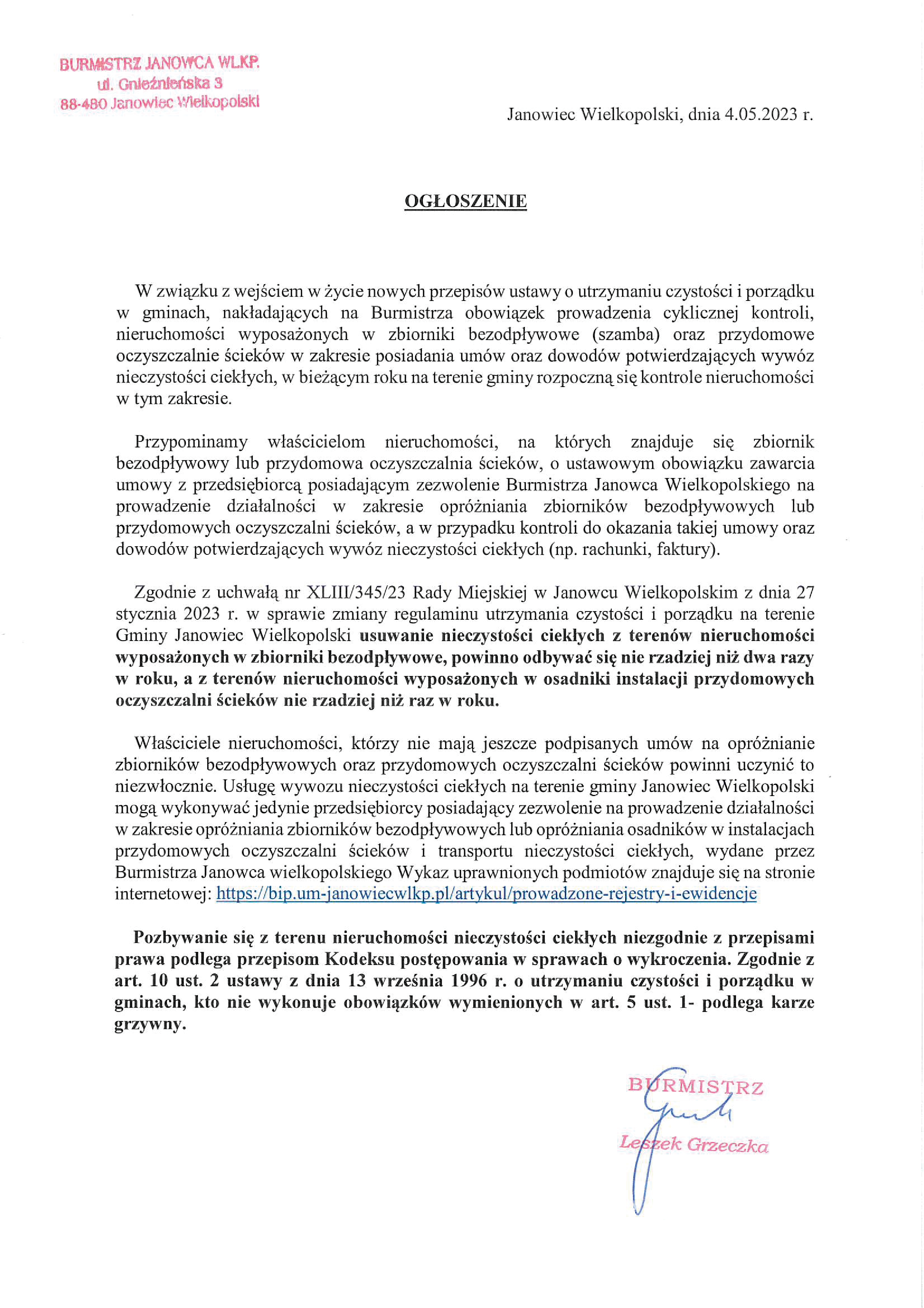 zmiana ustawy o utrzymaniu czystości i porządku w gminach