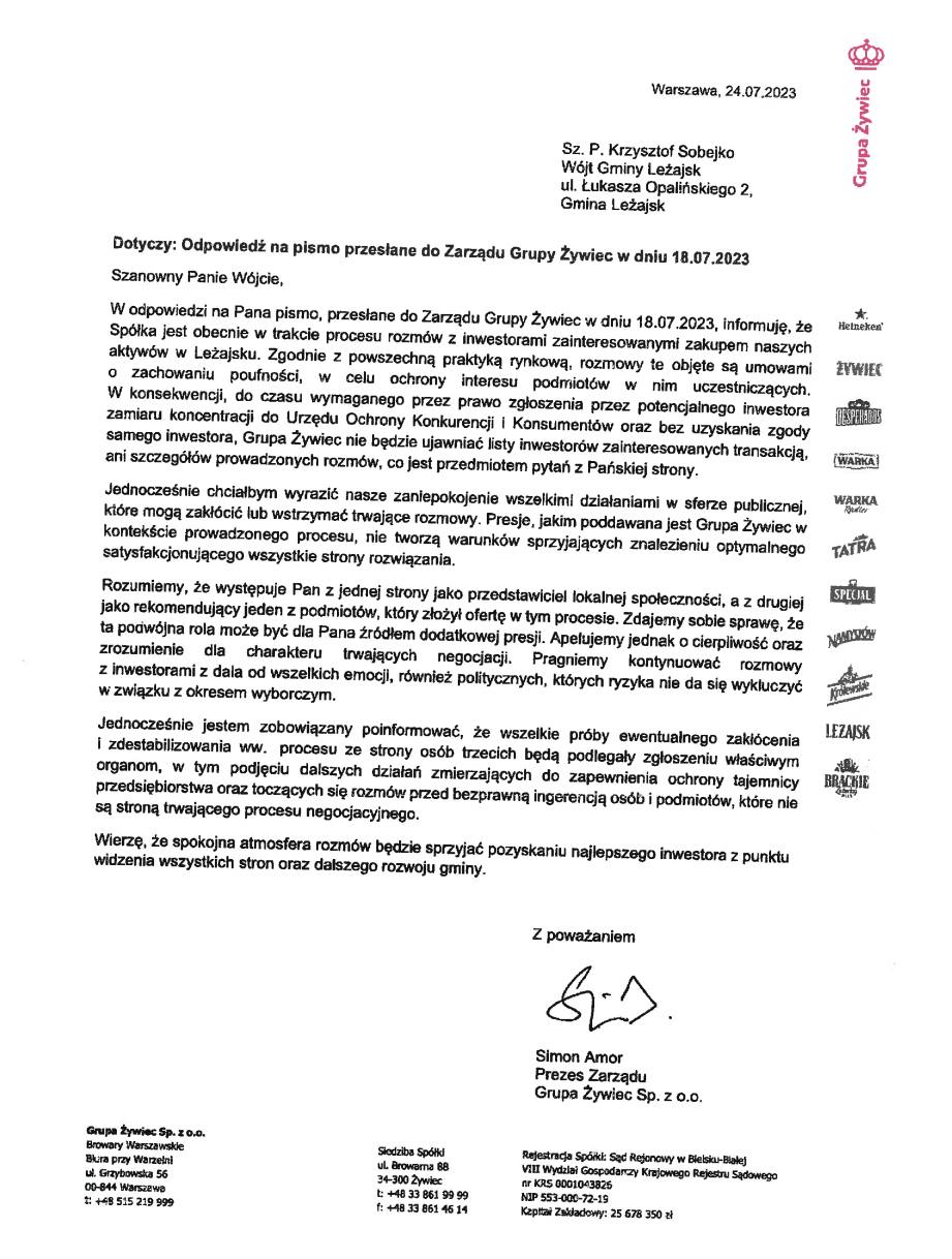 Odpowiedź na pismo 