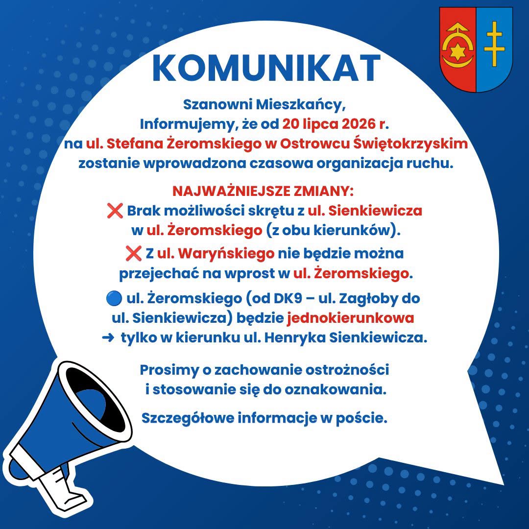 Komunikat o zmianie organizacji ruchu 