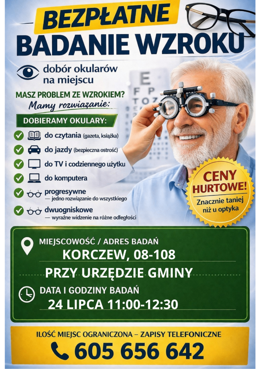 informacja o bezpłatnym badaniu wzroku