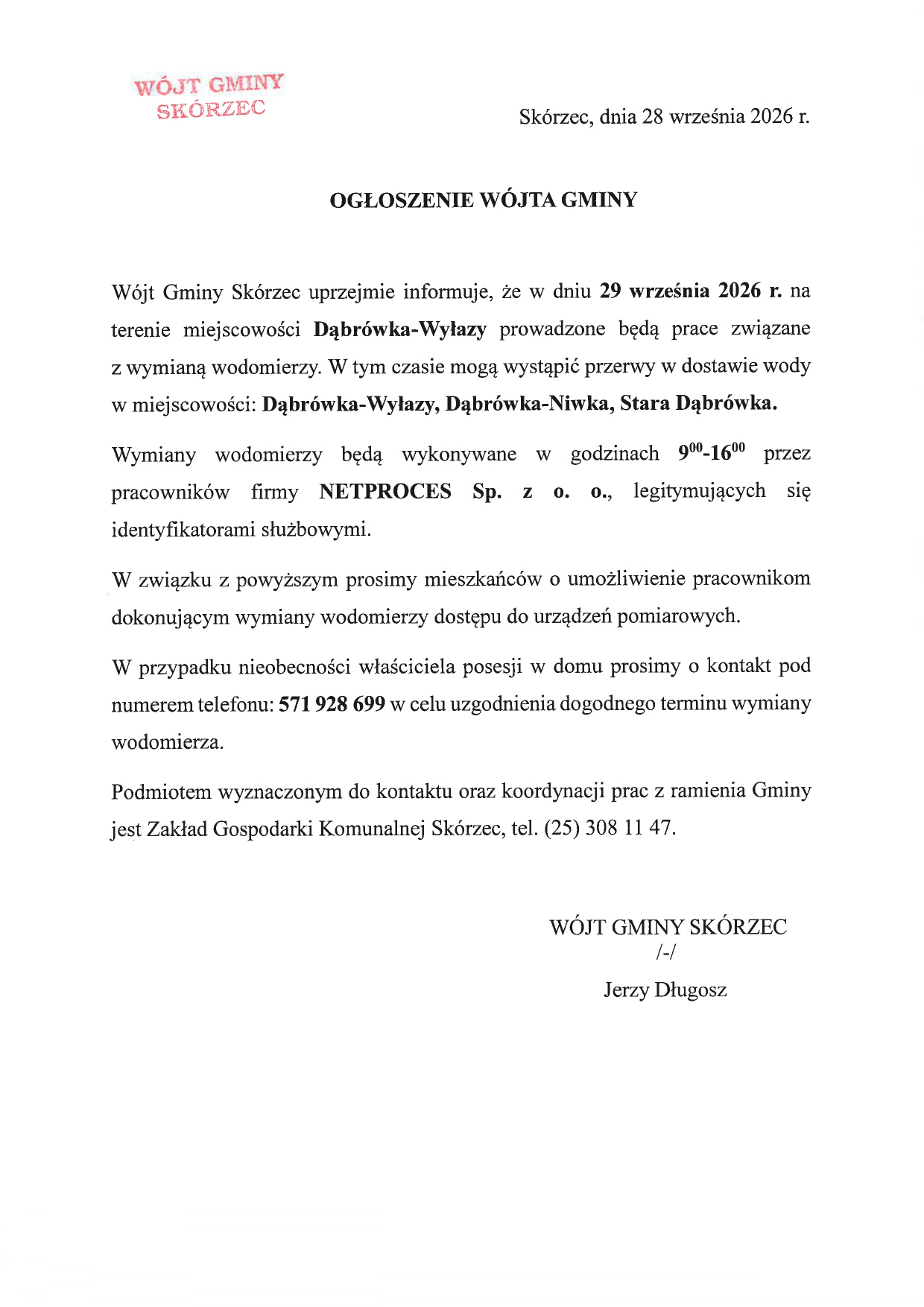 Wyłazy wymiana wodomierzy