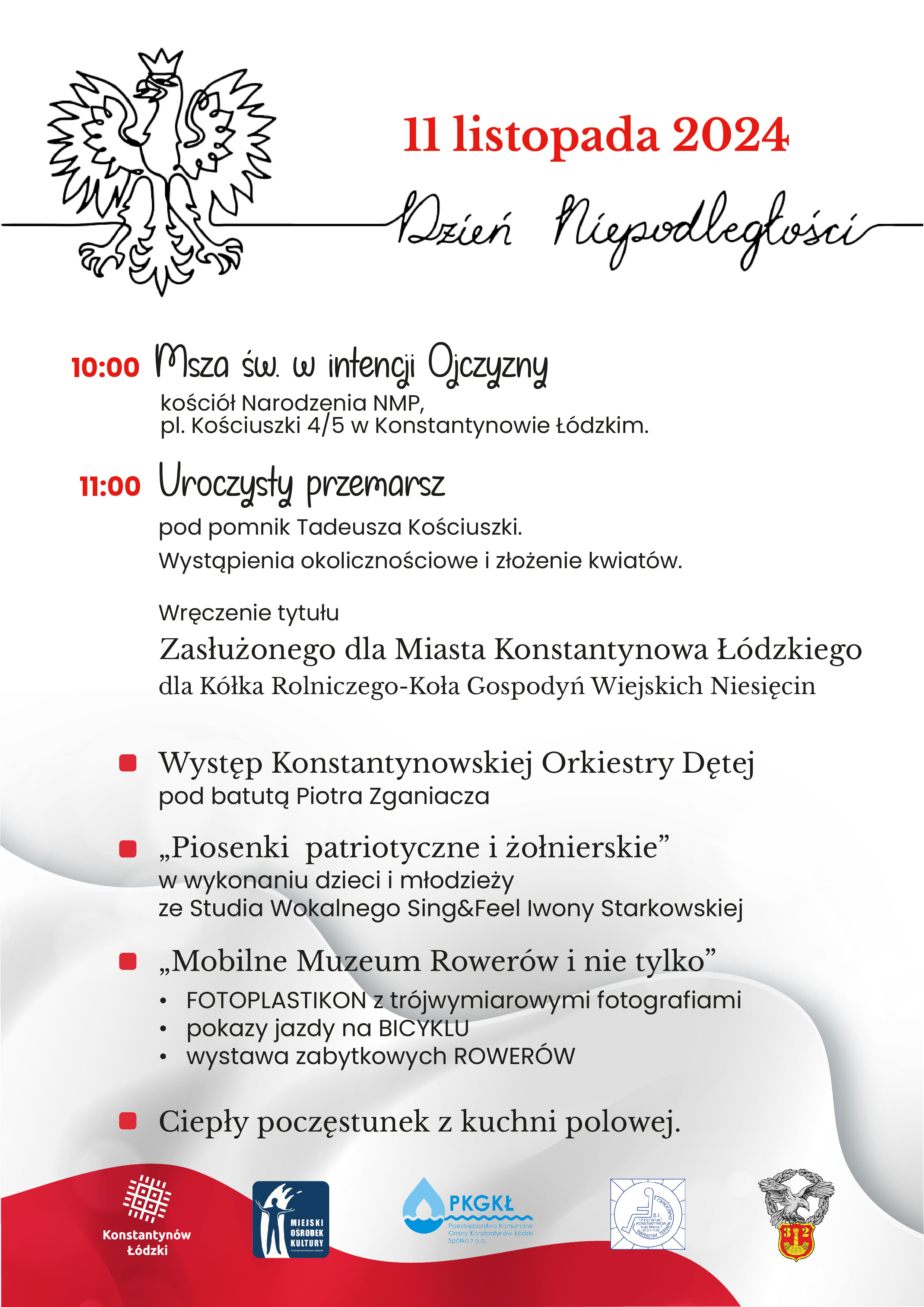 Plakat przedstawiający program na 11 listopada