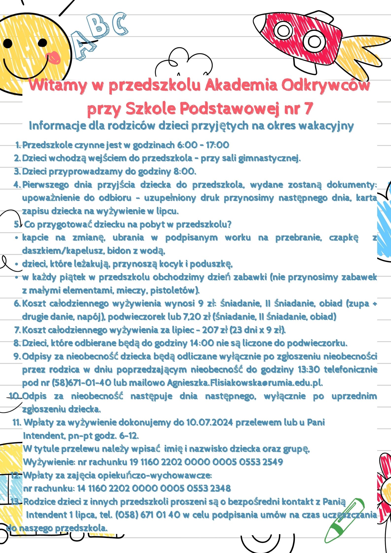 Informacja dla rodziców