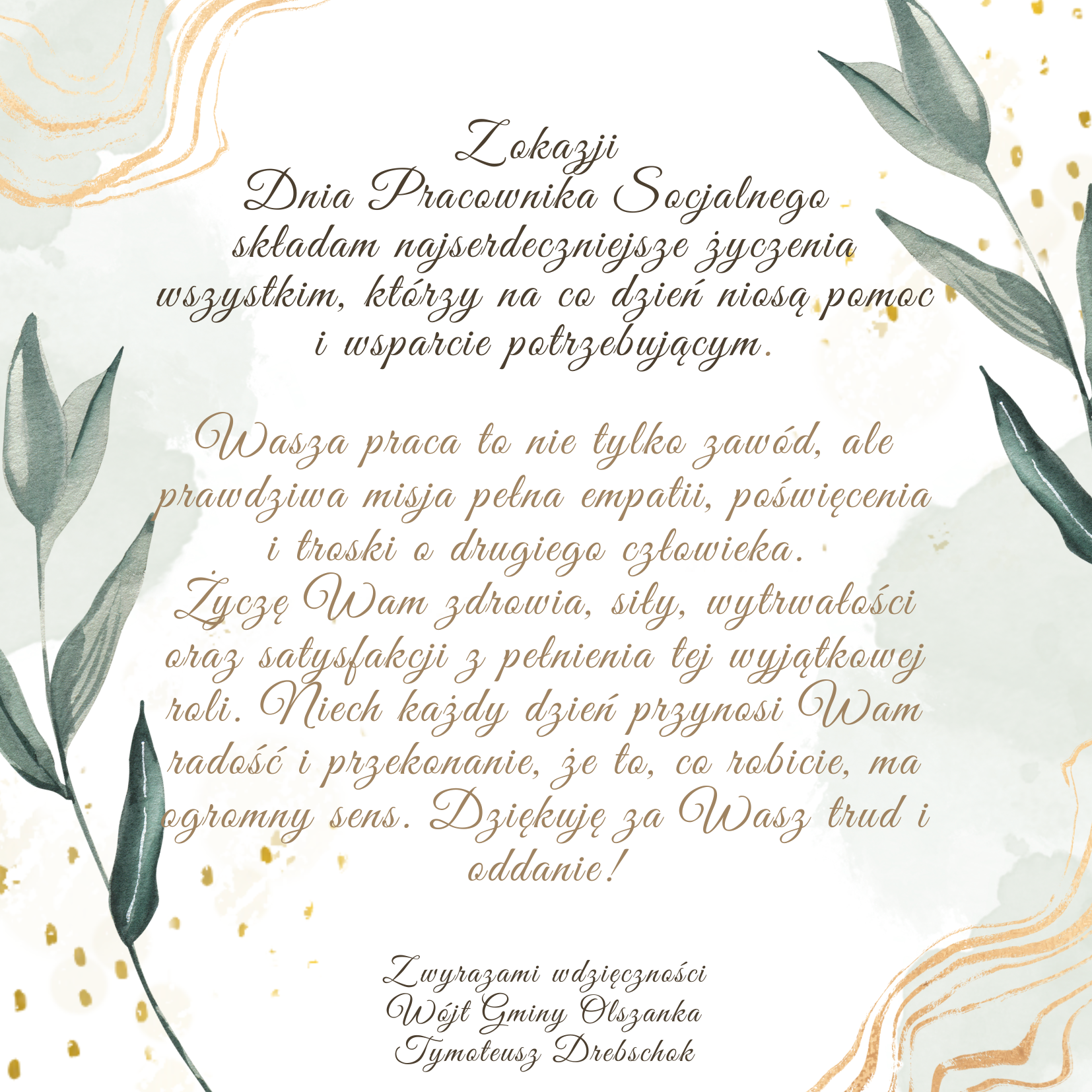 Życzenia z okazji Pracownika Socjalnego