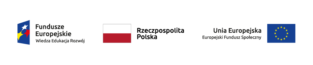 Logotyp Funduszy Europejskich, Flaga Rzeczypospolitej Polskiej, Logotyp Europejskiego Funduszu Społecznego 