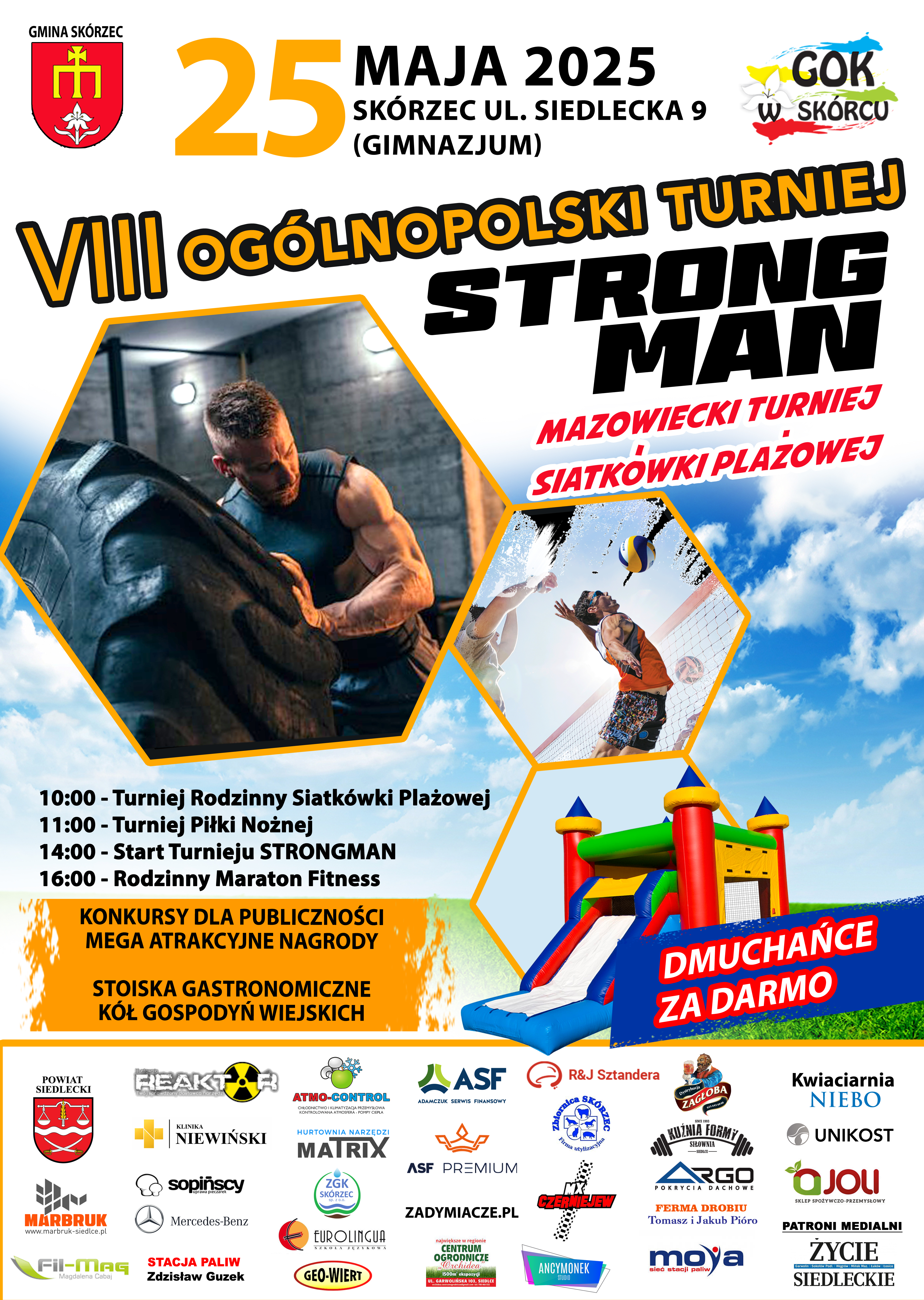 plakat III Mazowiecki Turniej Siatkówki Plażowej!! VIII Ogólnopolski Turniej Strongman!!!!