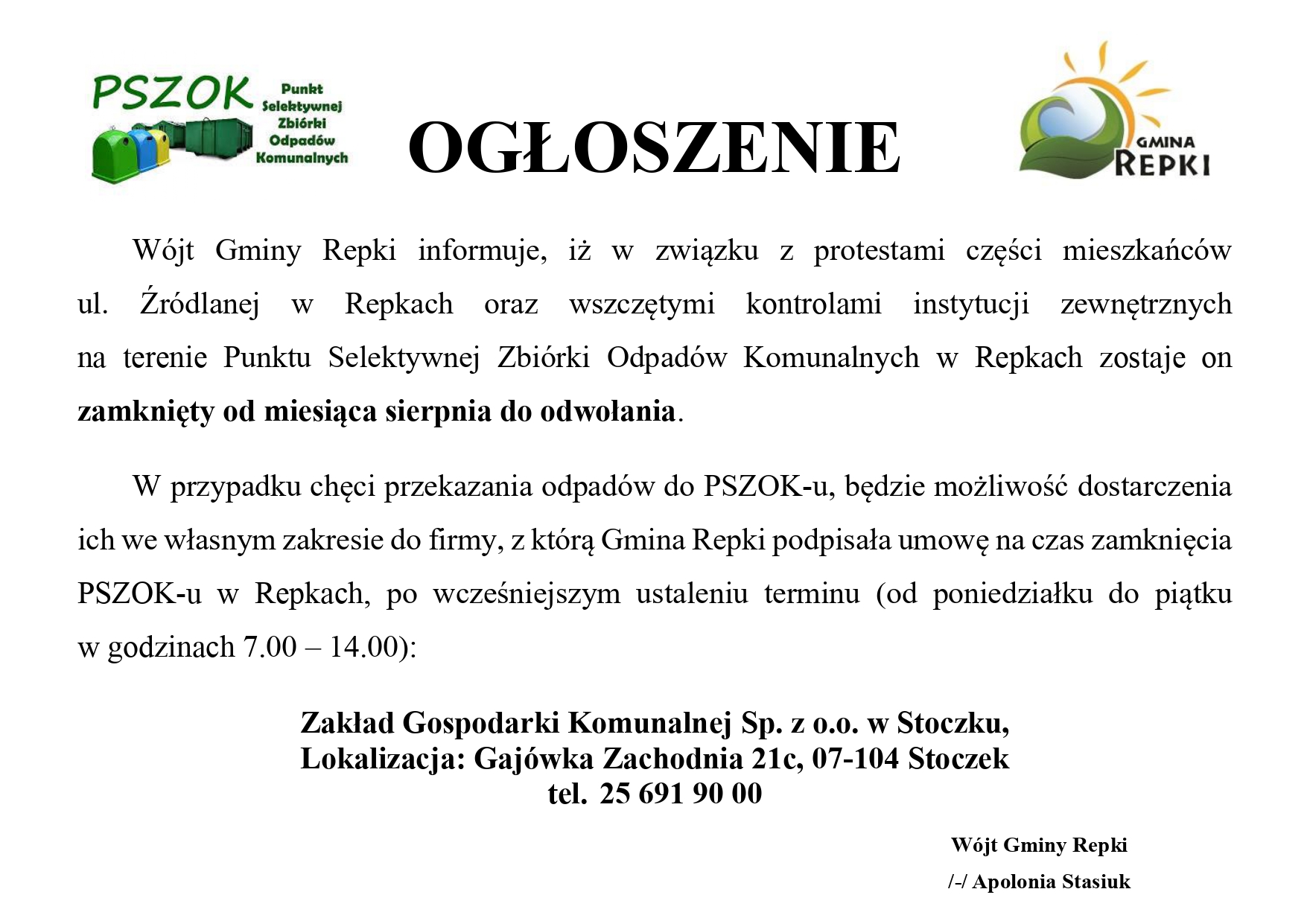 Zamknięcie PSZOK