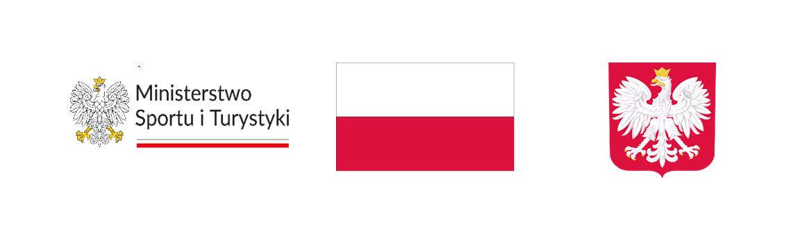 Baner z Orłem i napisem Ministerstwo Sportu i Turystyki, Flaga Polski, Godło Polski