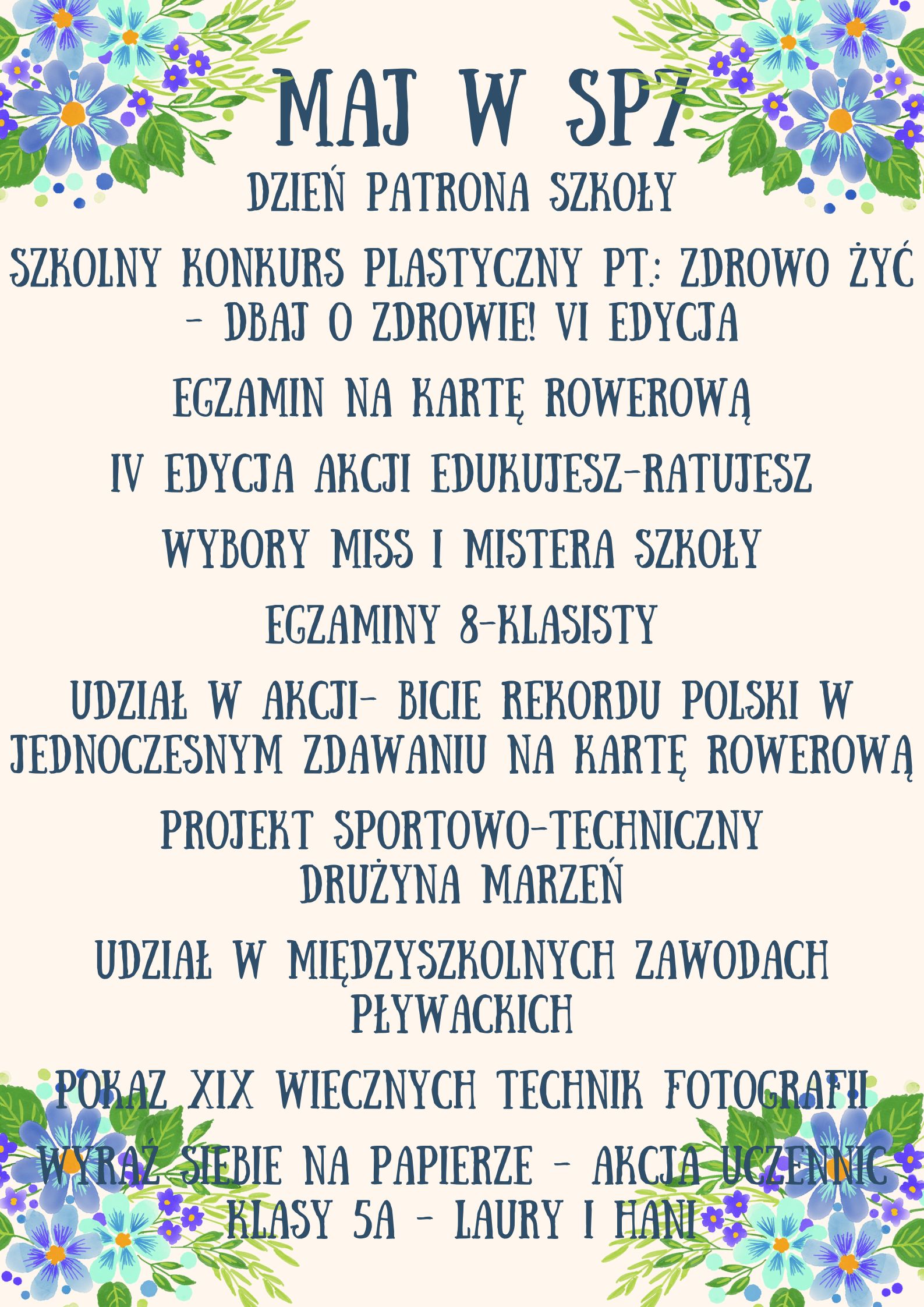 Kalendarz wydarzeń - maj
