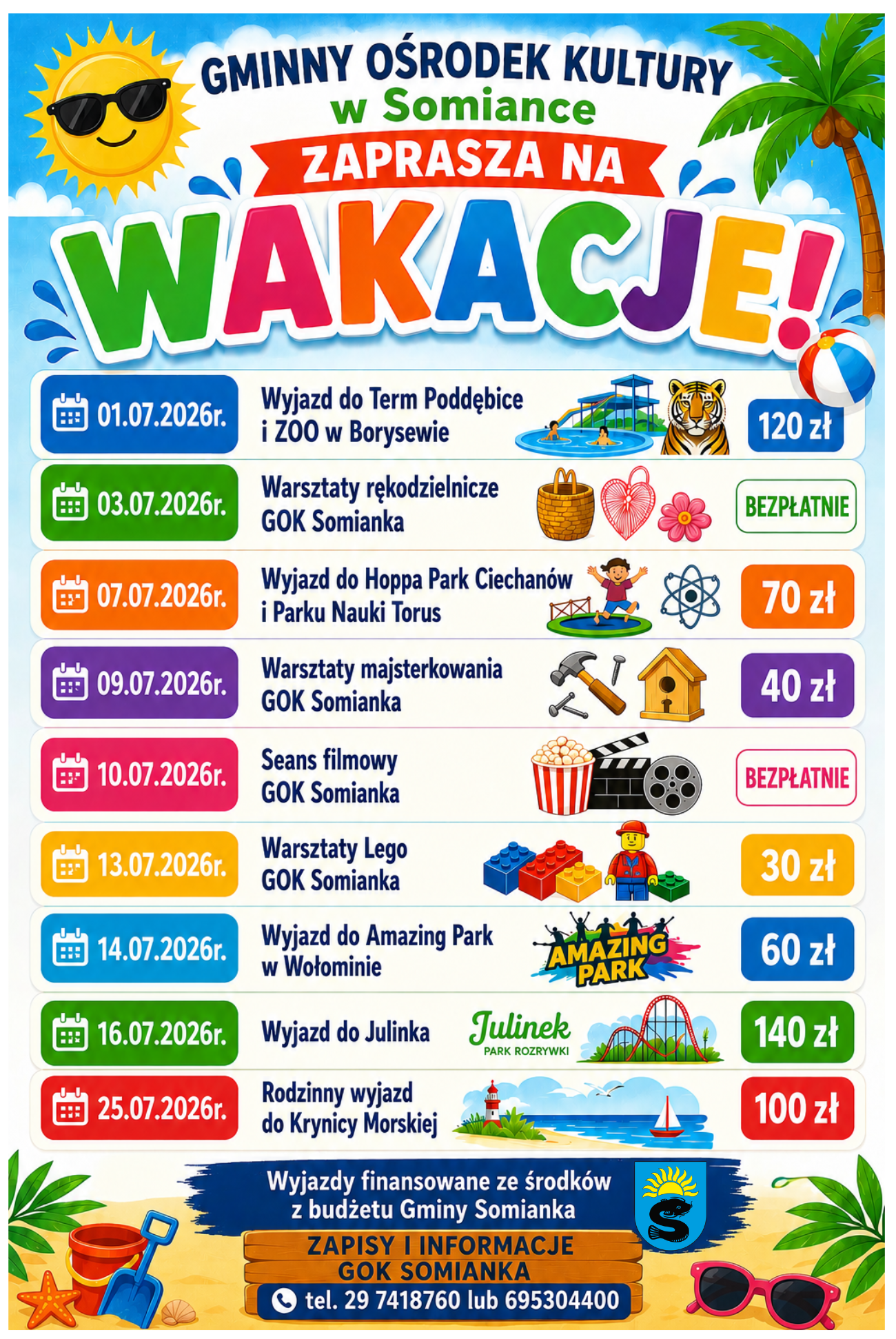 Zapraszamy na wakacyjne wyjazdy i warsztaty z GOK