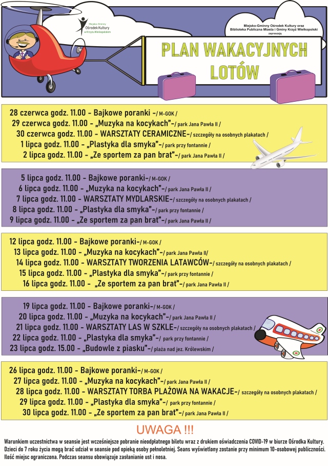 Seans dla dzieci, Muzyka na kocykach, Warsztaty ceramiczne, Plastyka dla smyka.