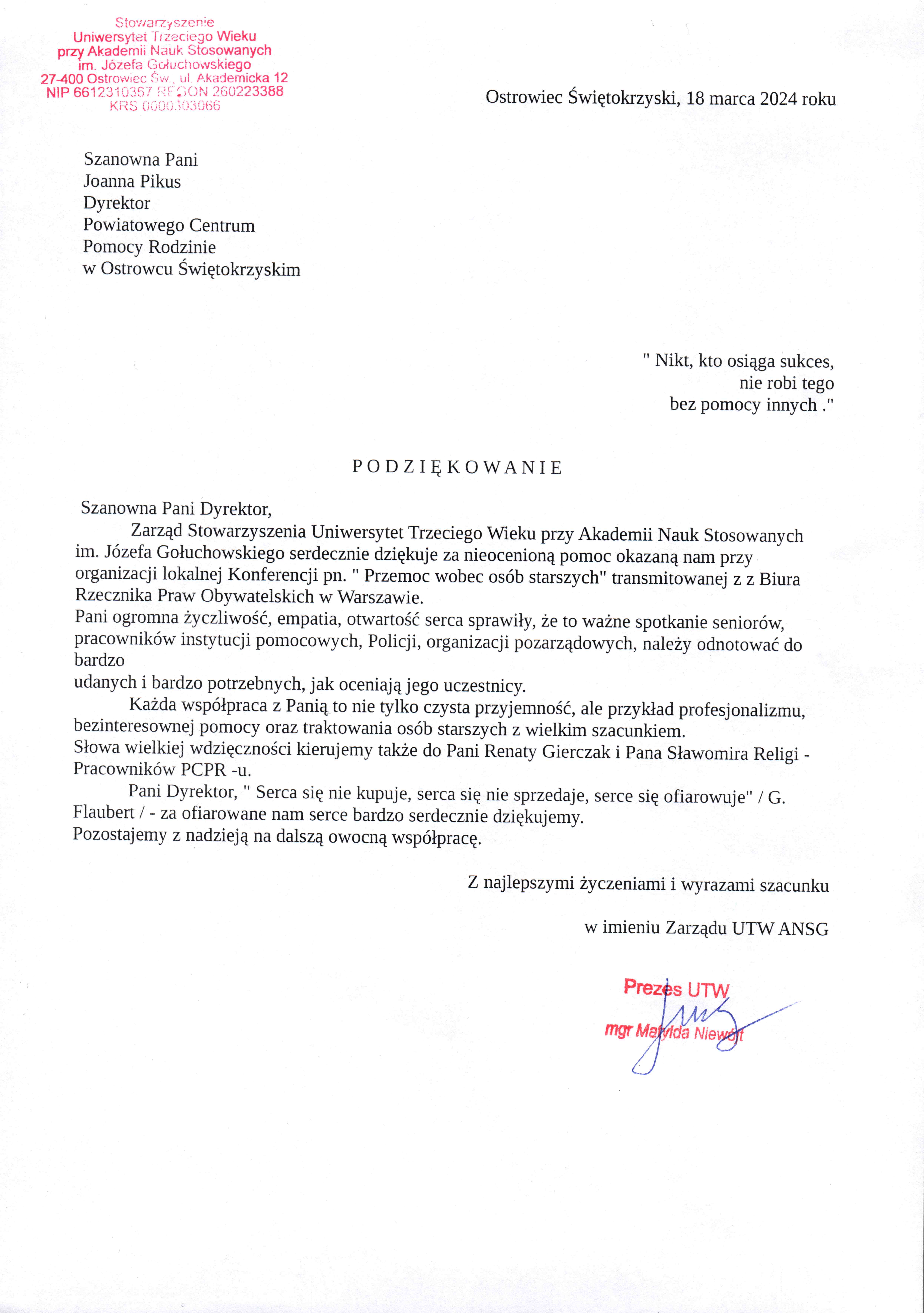 Podziękowanie