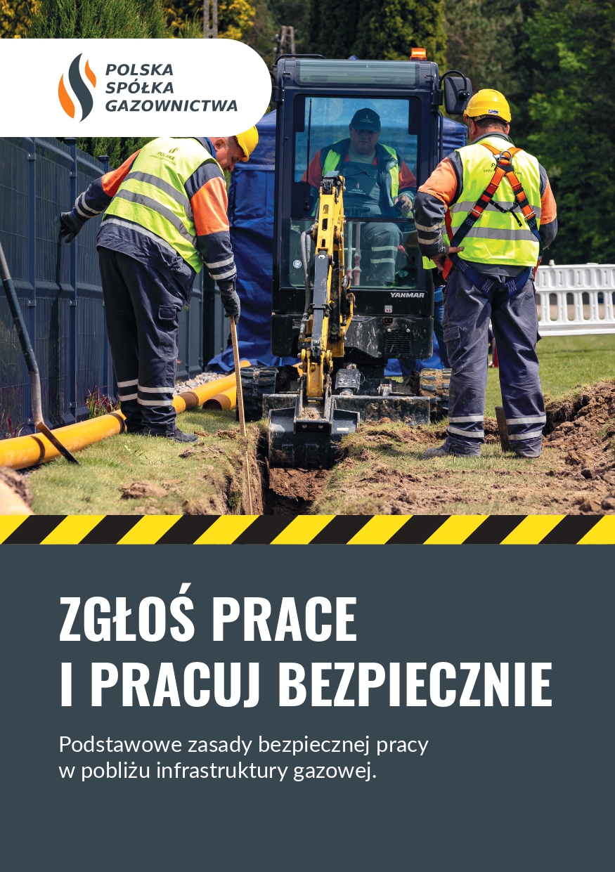 ulotka na temat zasad bezpiecznej pracy w pobliżu infrastruktury gazowej