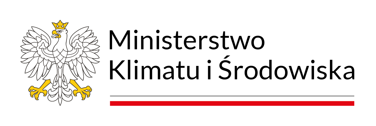 po lewej na białym tle godło Polski, po prawej czarny napis: Ministerstwo Klimatu i Środowiska