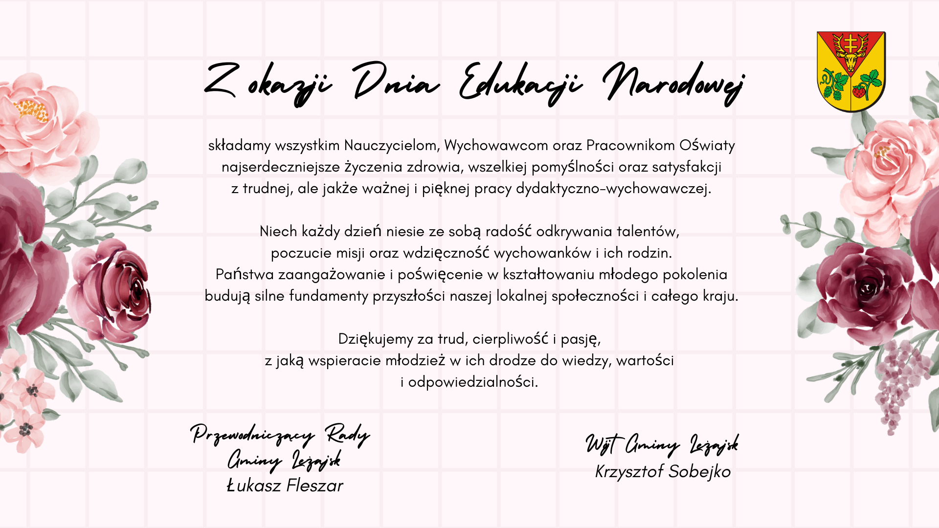 Życzenia z okazji Dnia Edukacji Narodowej