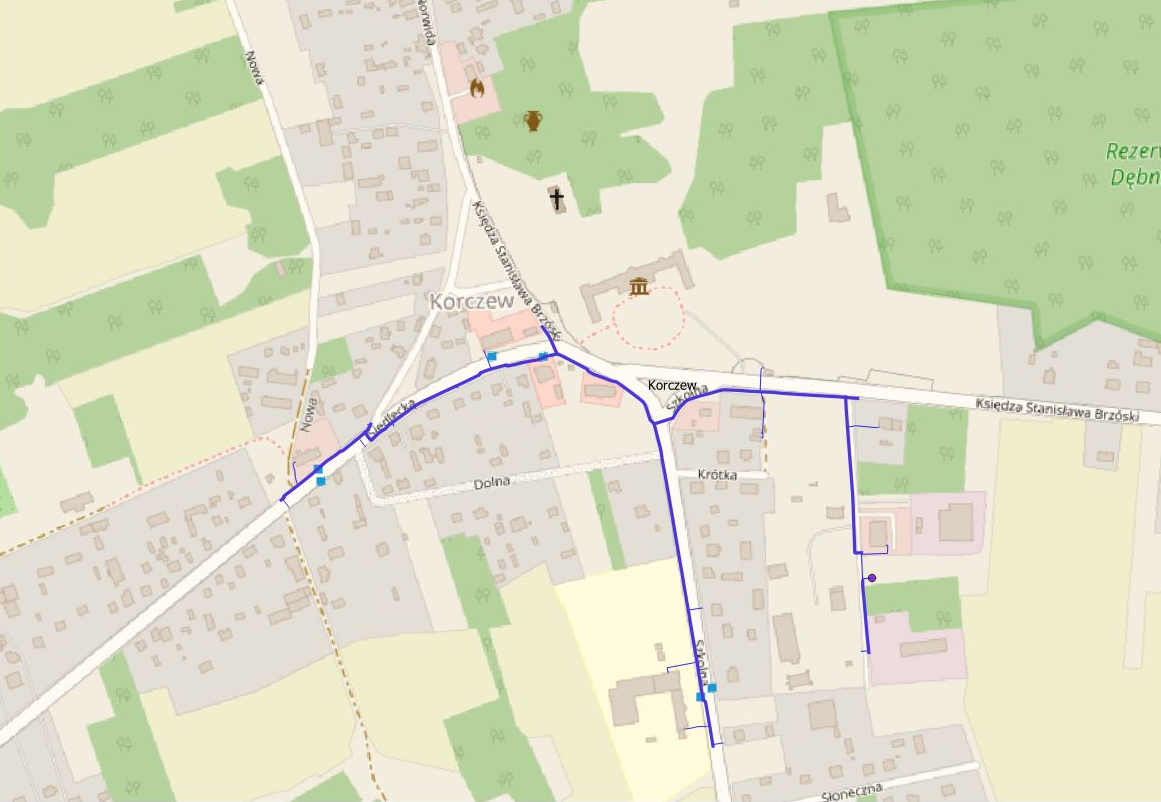 mapa z oznaczeniem przebiegu trasy gazociągu
