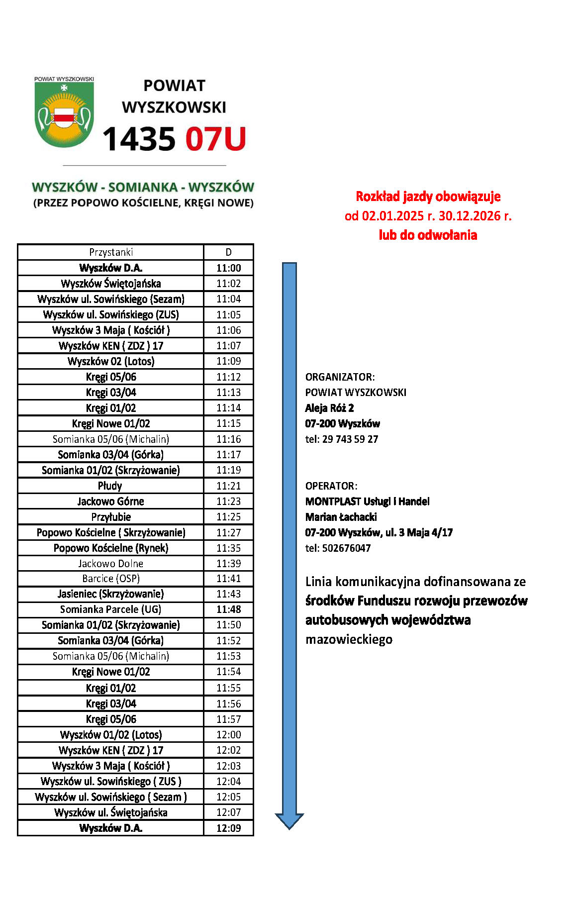 Rozkład jazdy 1435 08U Rozkład jazdy autobusów linii Nr 1435 07U