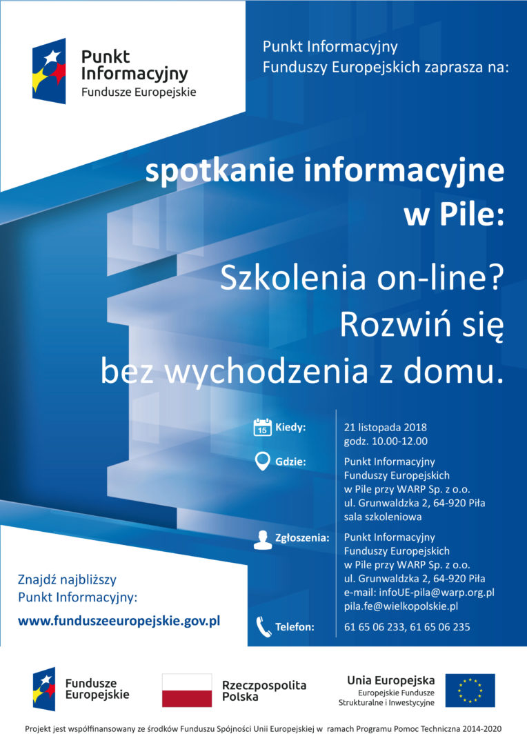 Plakat o spotkaniu informacyjnym w Pile