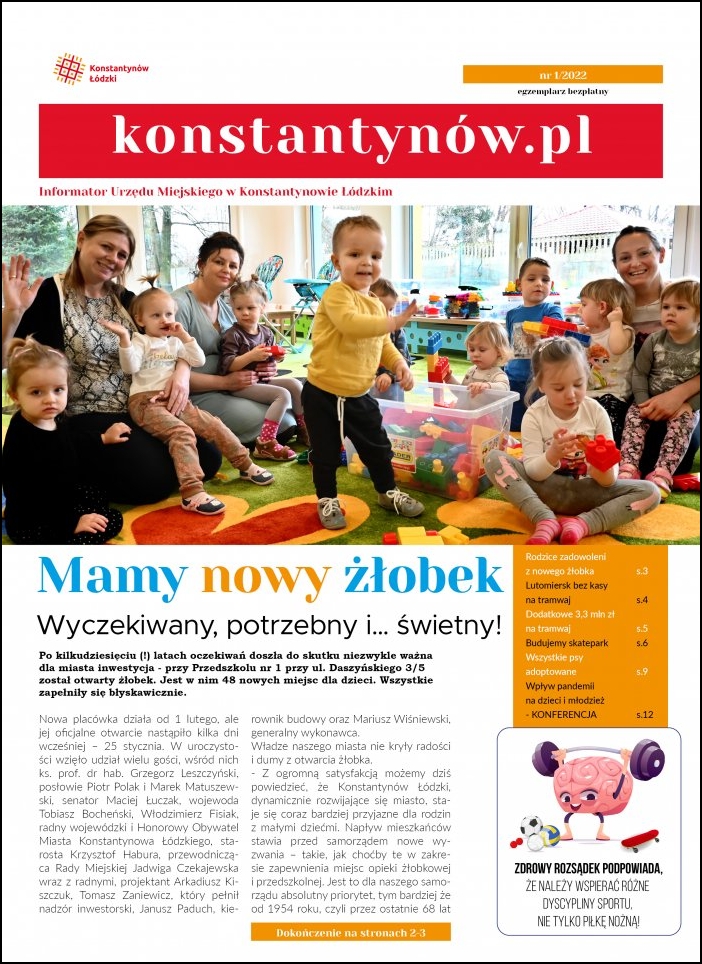 Pierwsza strona Informatora Konstantynów.pl. Wydanie nr 1 z 2022
