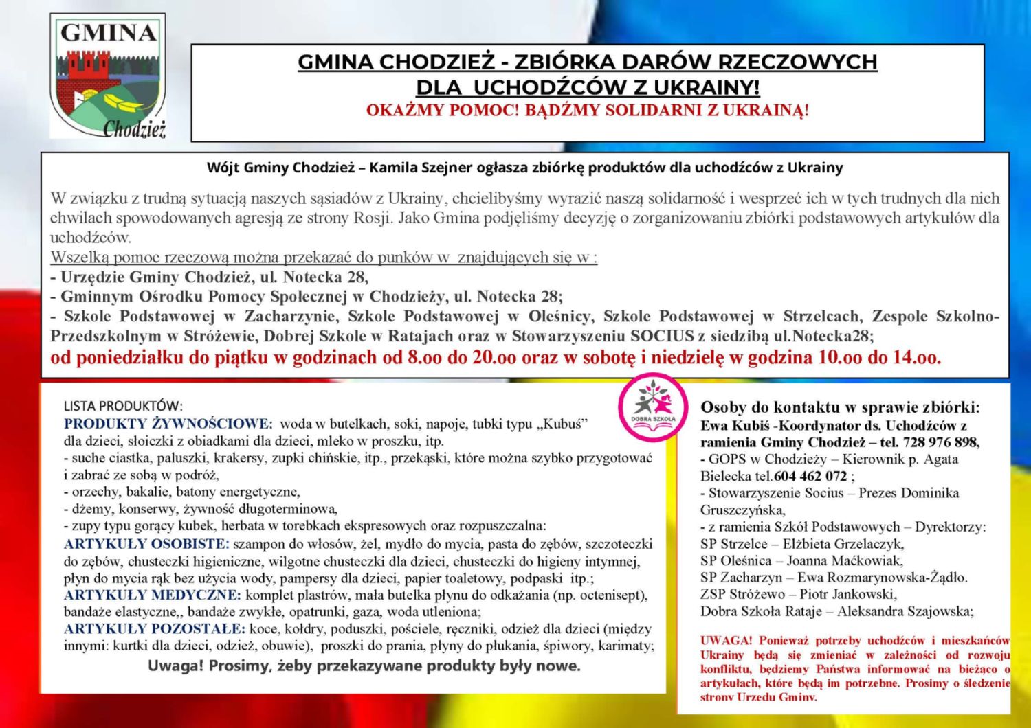 Plakat zbiórka dla Ukrainy