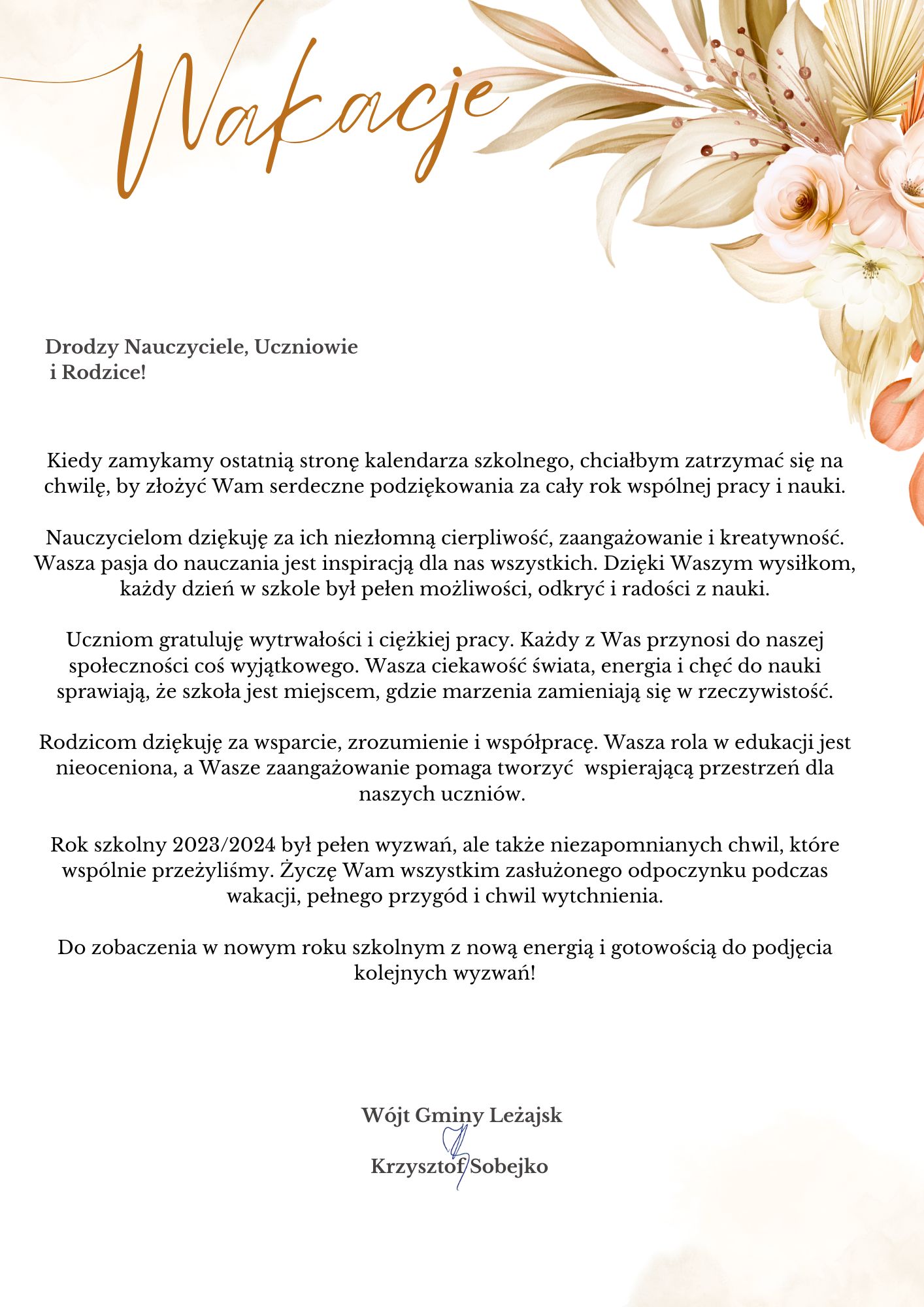 Zakończenie roku szkolnego 