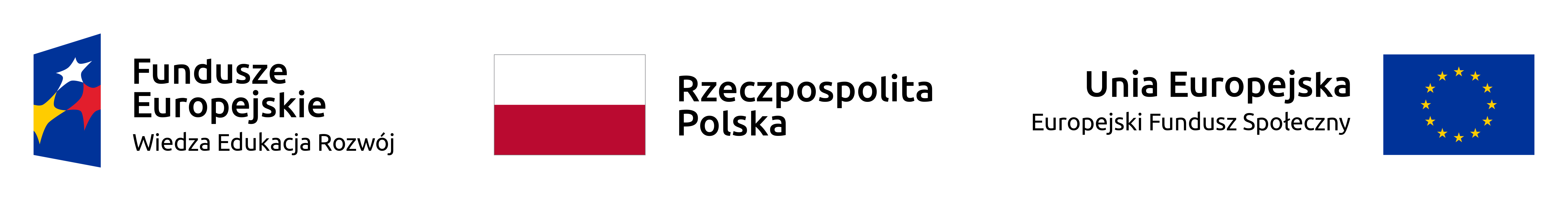 logotyp projektu: trzy loga wraz z napisami. Fundusze Euopejskie Wiedza Eduksacja Rozwój, flaga Rzeczypospolitej Polskiej, flaga Unii Europejskiej Europejski Fundusz Społeczny