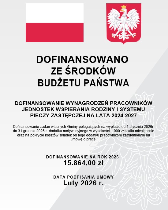 Plakat dofinansowanie wynagrodzeń wspierania rodziny