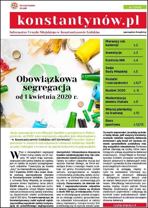 Pierwsza strona Informatora Konstantynów.pl. Wydanie nr 1 z 2020