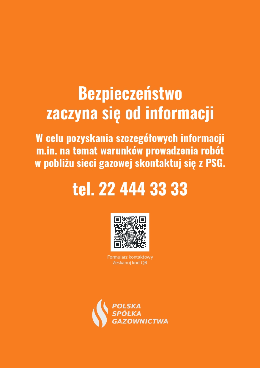 ulotka na temat zasad bezpiecznej pracy w pobliżu infrastruktury gazowej