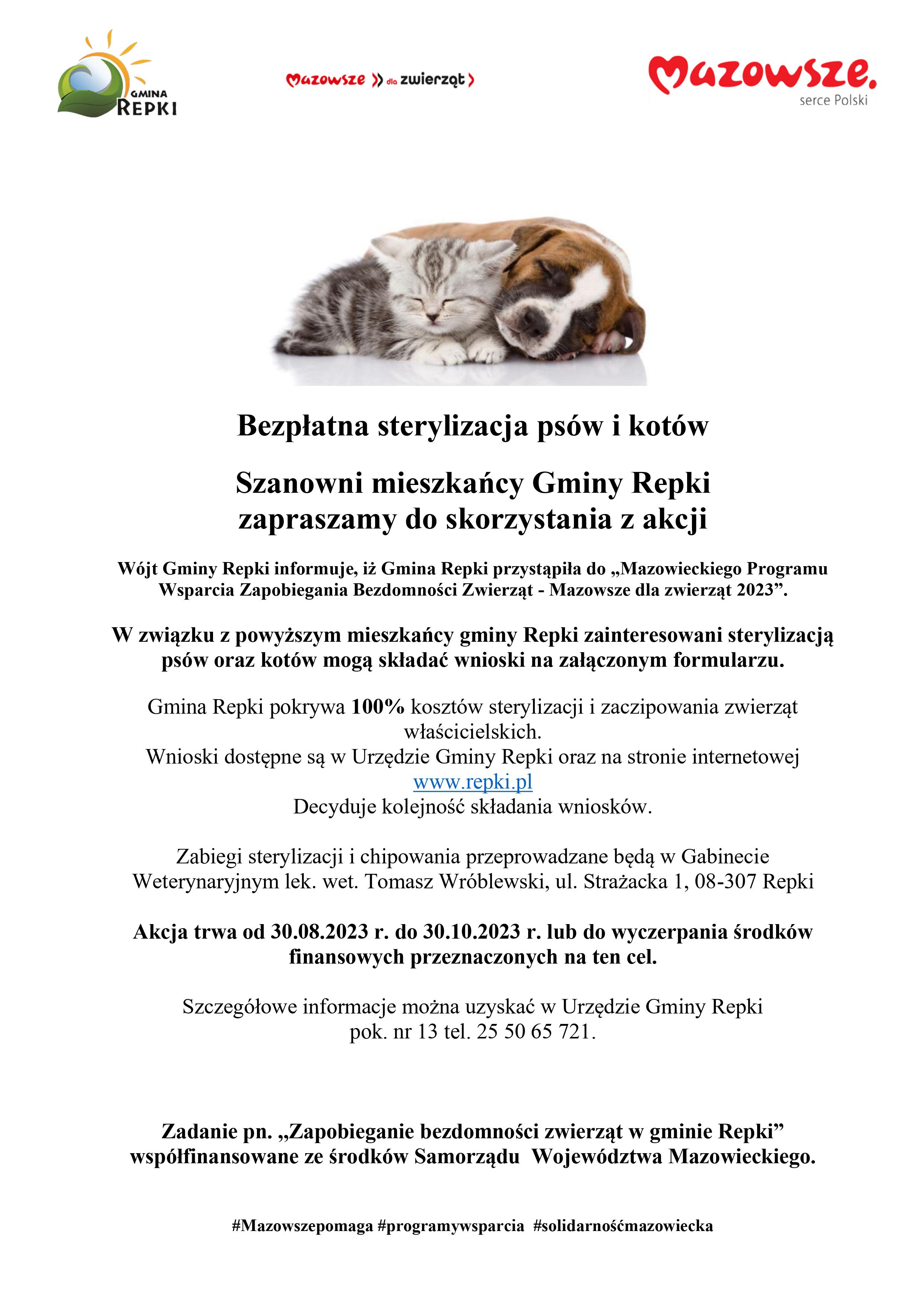 Akcja bezpłatnej sterylizacji psów i kotów