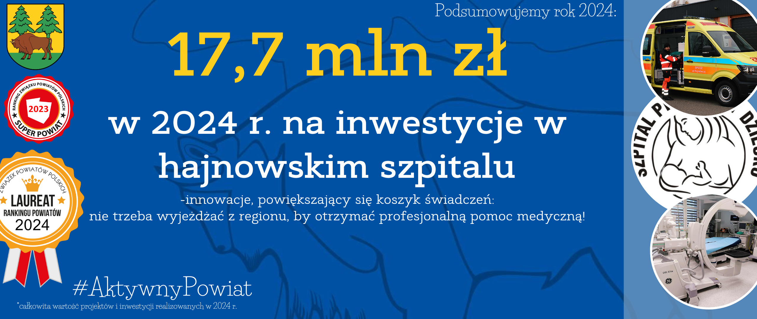 17,7 mln zł w 2024 r. na inwestycje w hajnowskim szpitalu -innowacje, powiększający się koszyk świadczeń: nie trzeba wyjeżdżać z regionu, by otrzymać profesjonalną pomoc medyczną! 