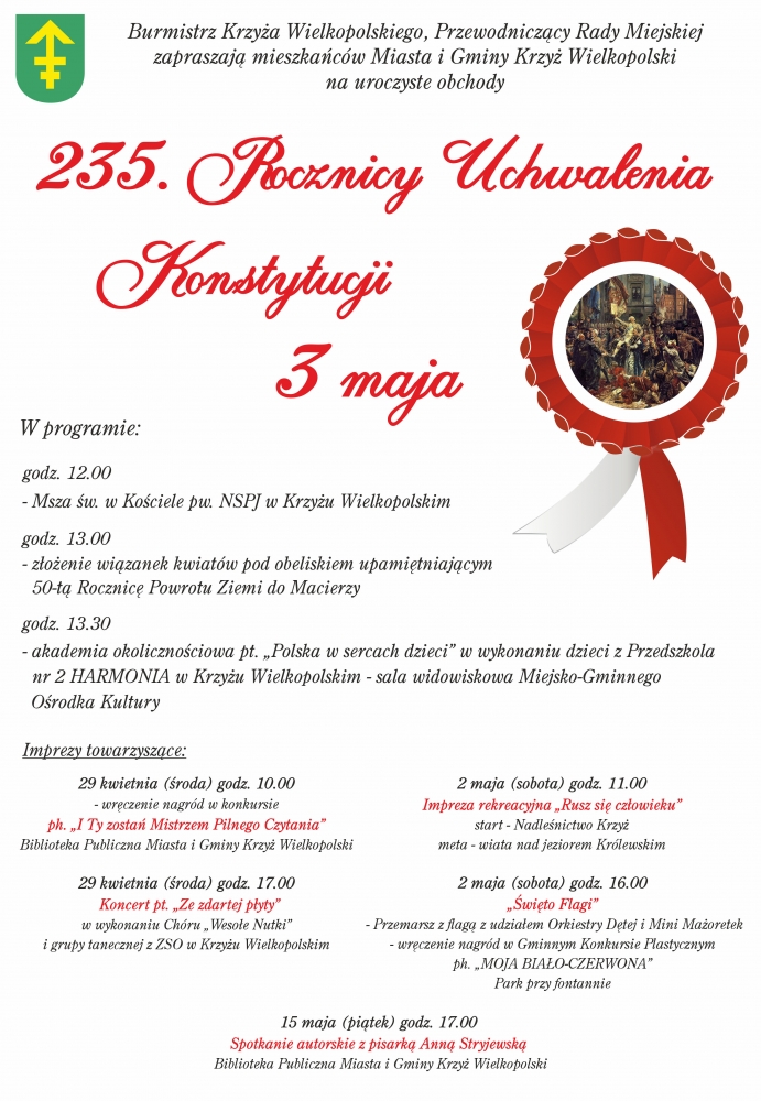 235. rocznica uchwalenia Konstytucji 3 maja - zaproszenie