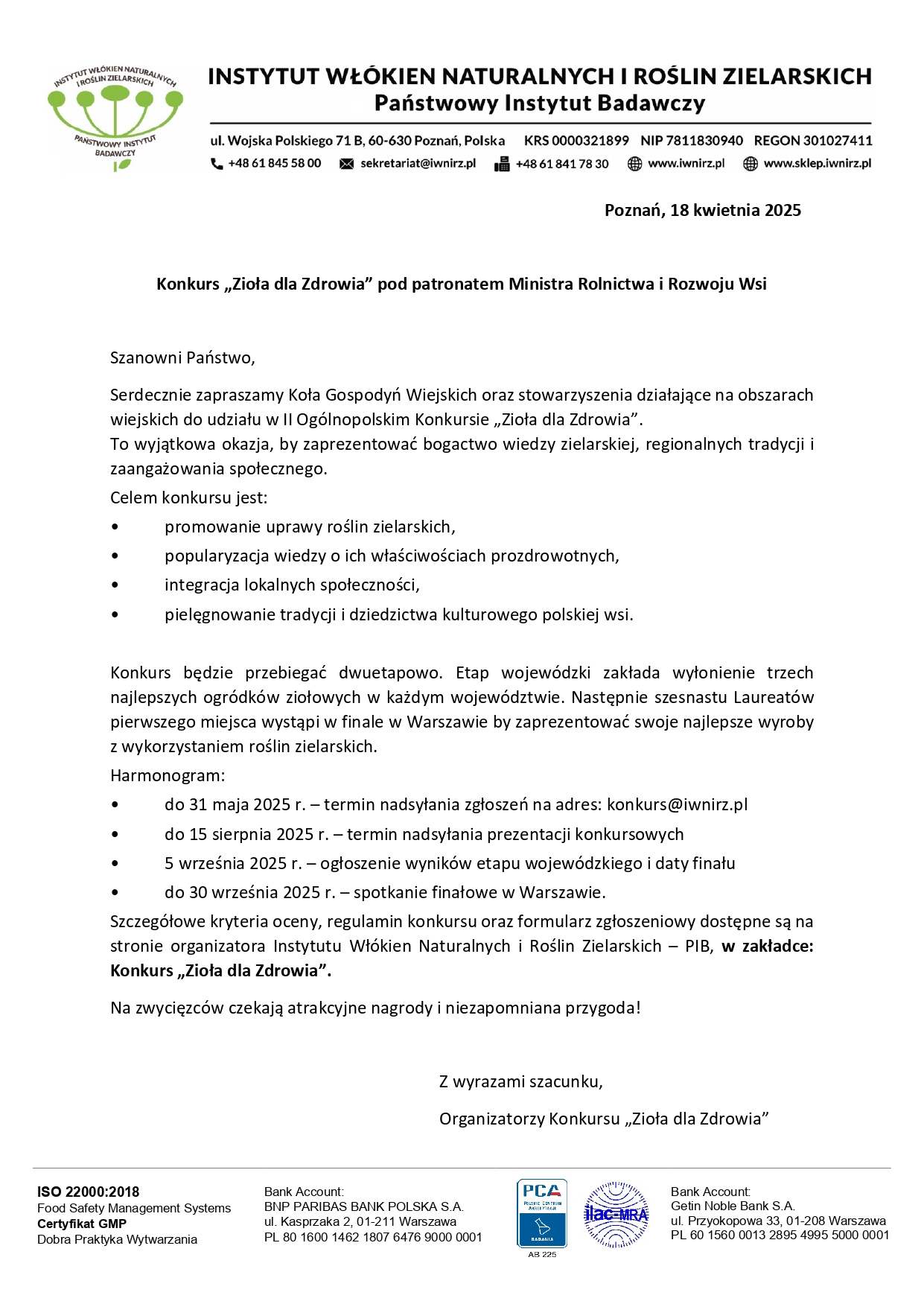 informacja o konkursie