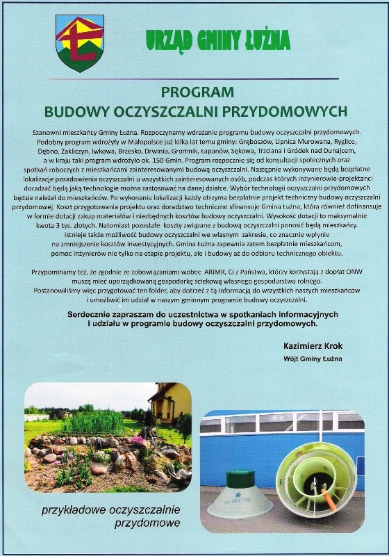 Plakat informacyjny programu budowy oczyszczalni