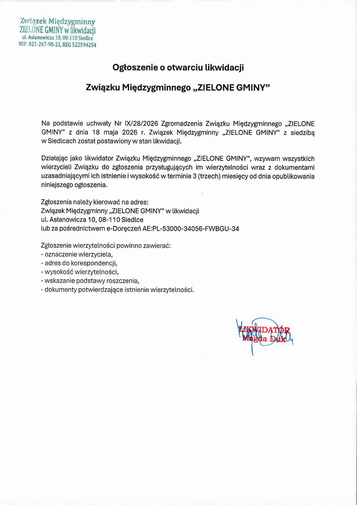 likwidacja zielone gminy