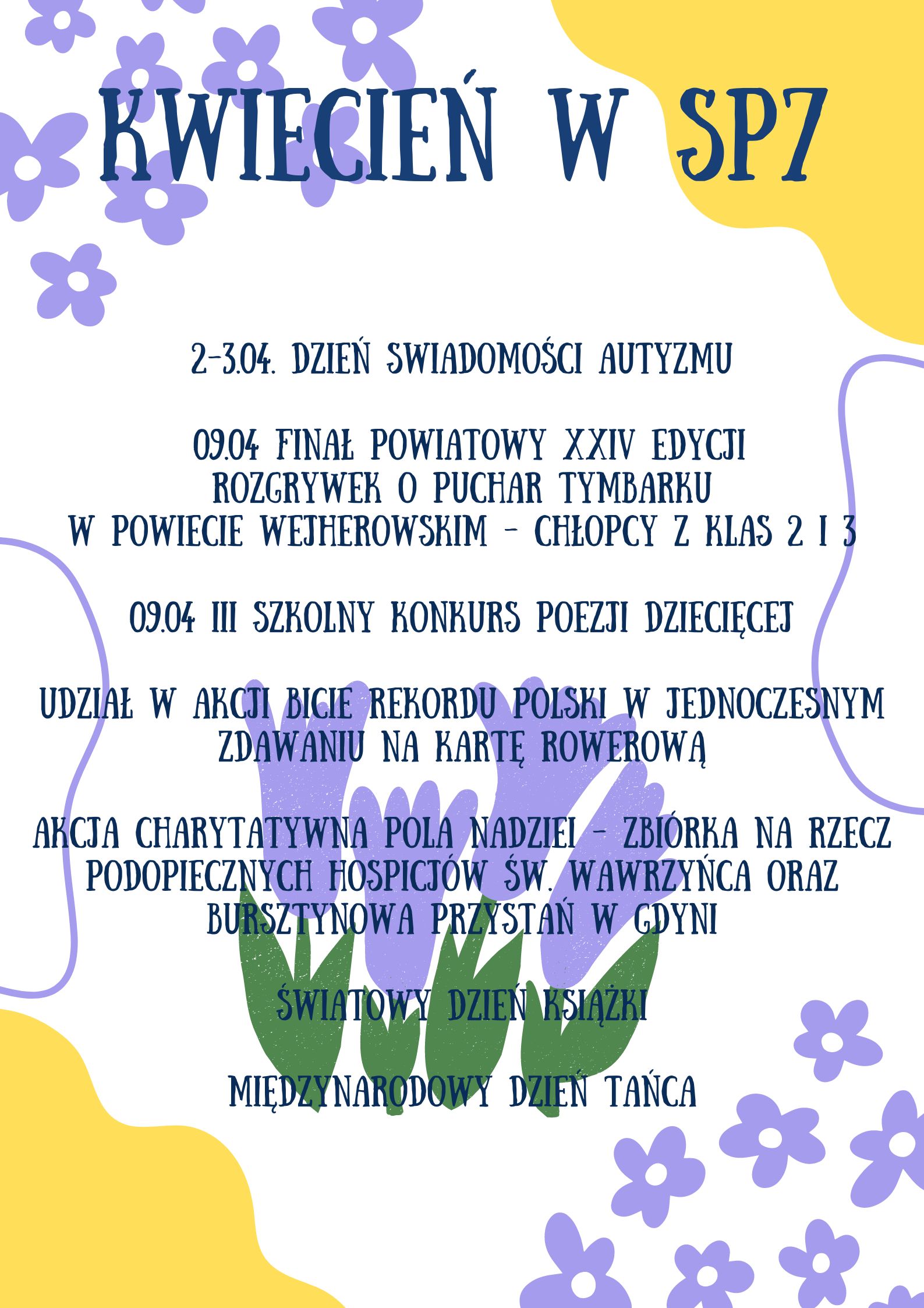 Kalendarz wydarzeń kwiecień