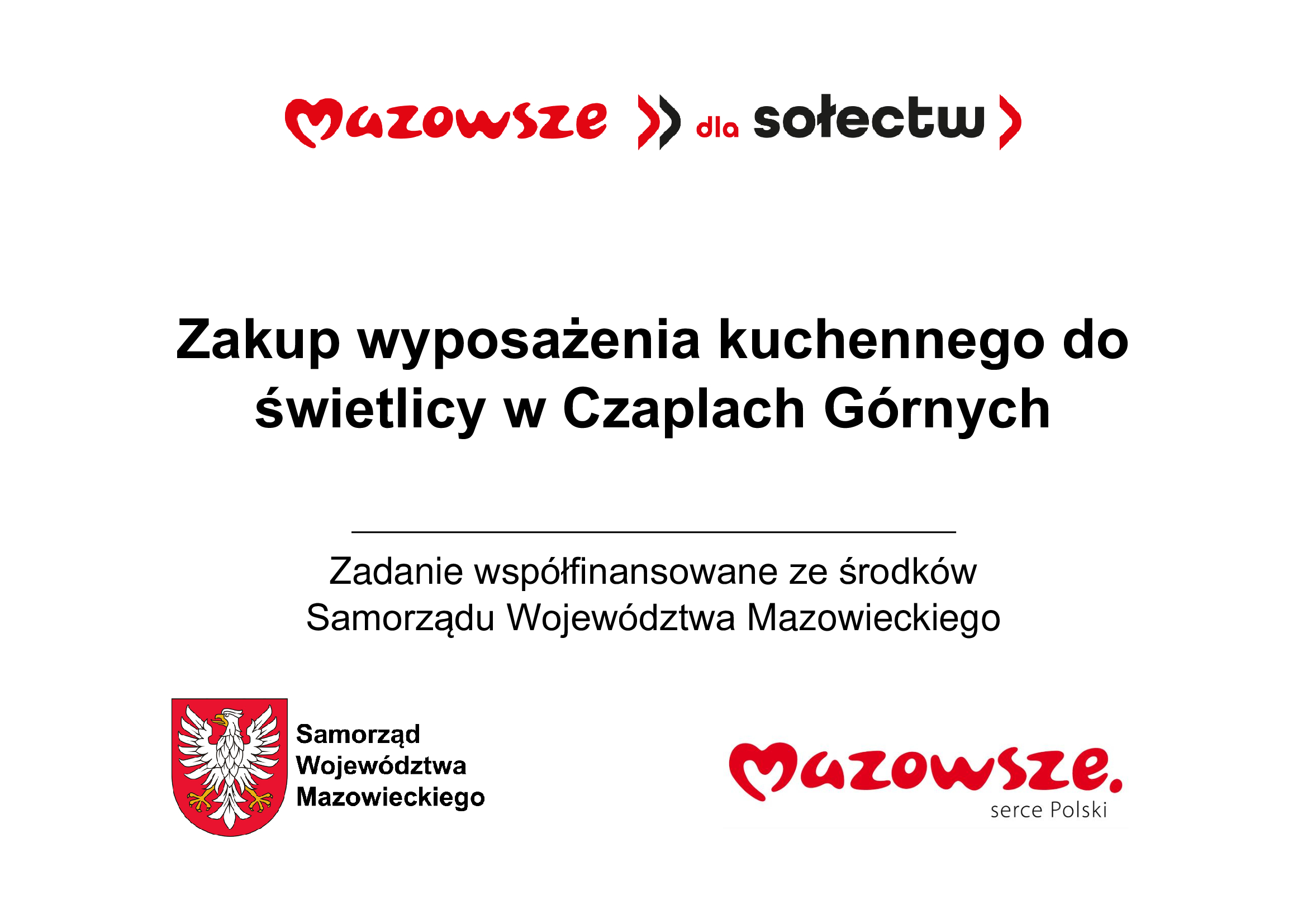 Zakup wyposażenia kuchennego do świetlicy w Czaplach Górnych
