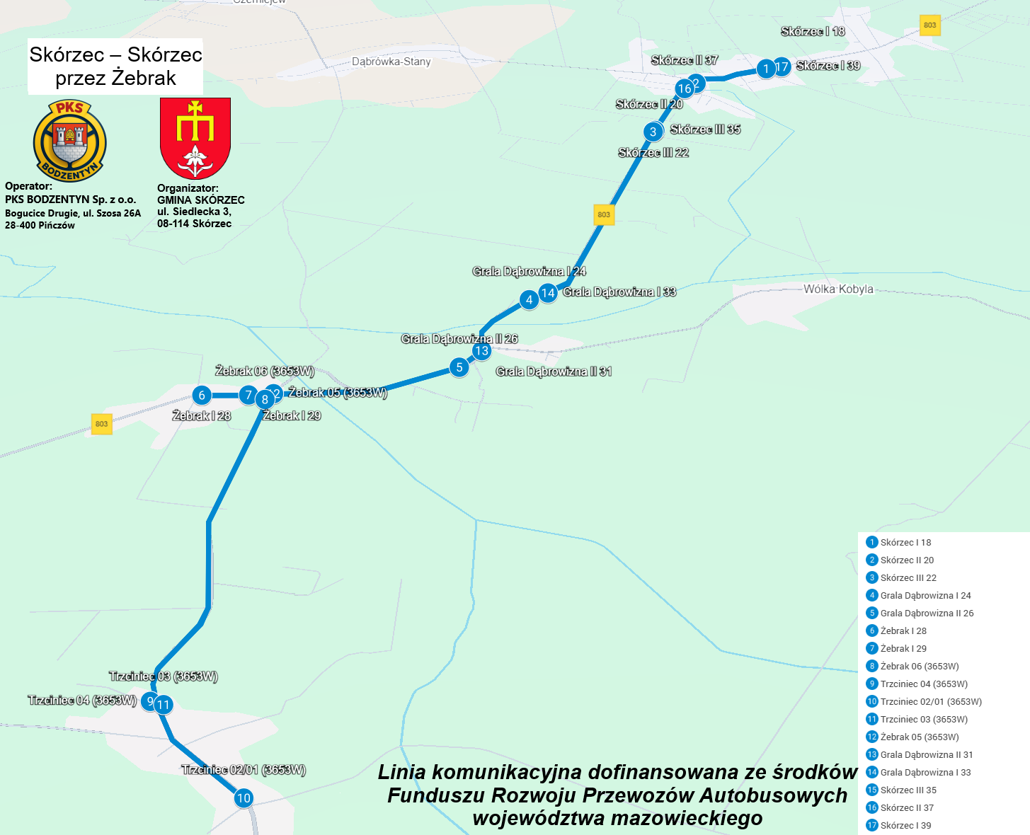 3.linia Skórzec - Skórzec przez Żebrak