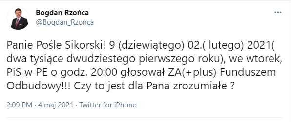 Bogdan Rzońca Twitter