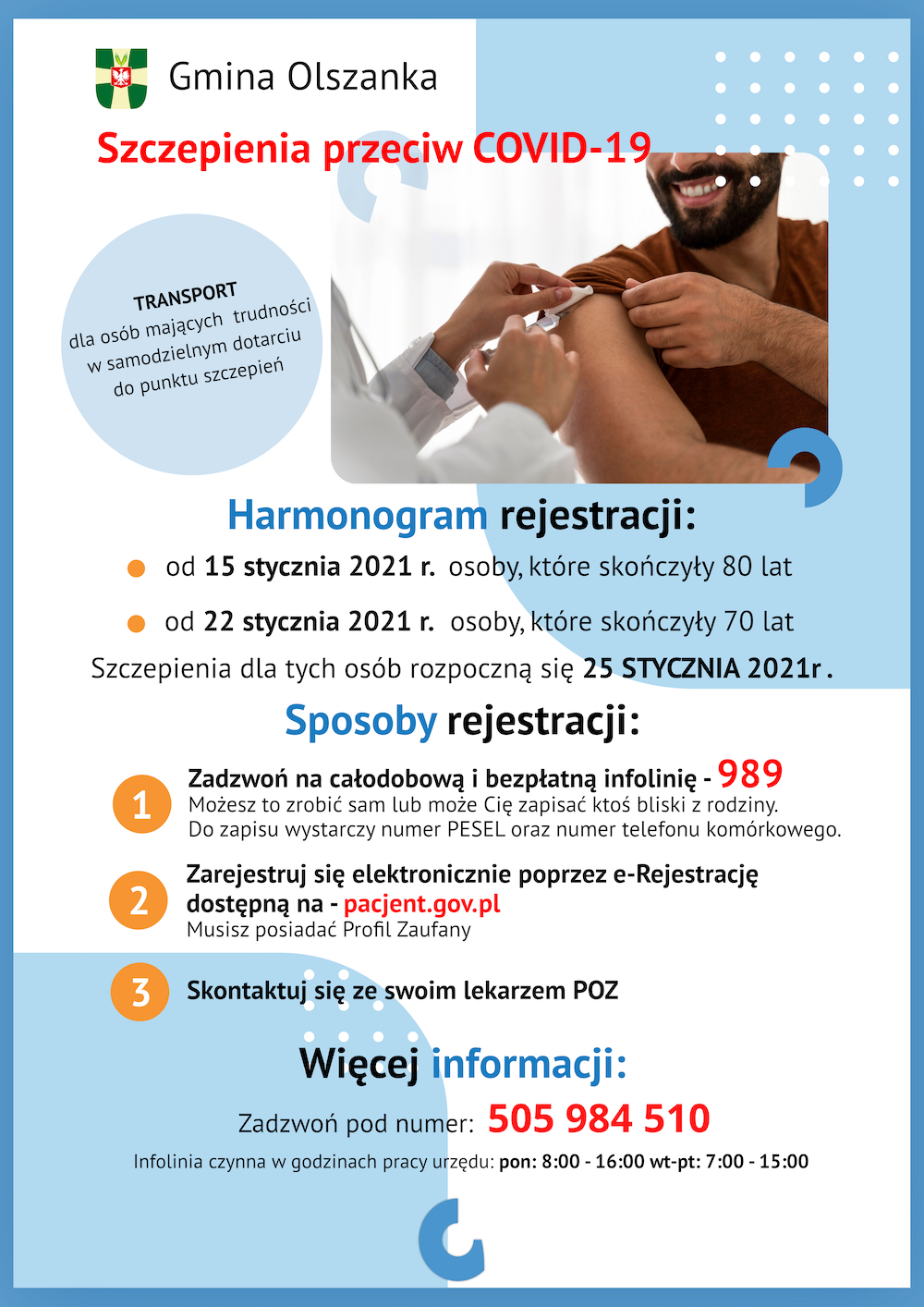 Szczepienia przeciw COVID-19 w Gminie Olszanka - broszura informacyjna