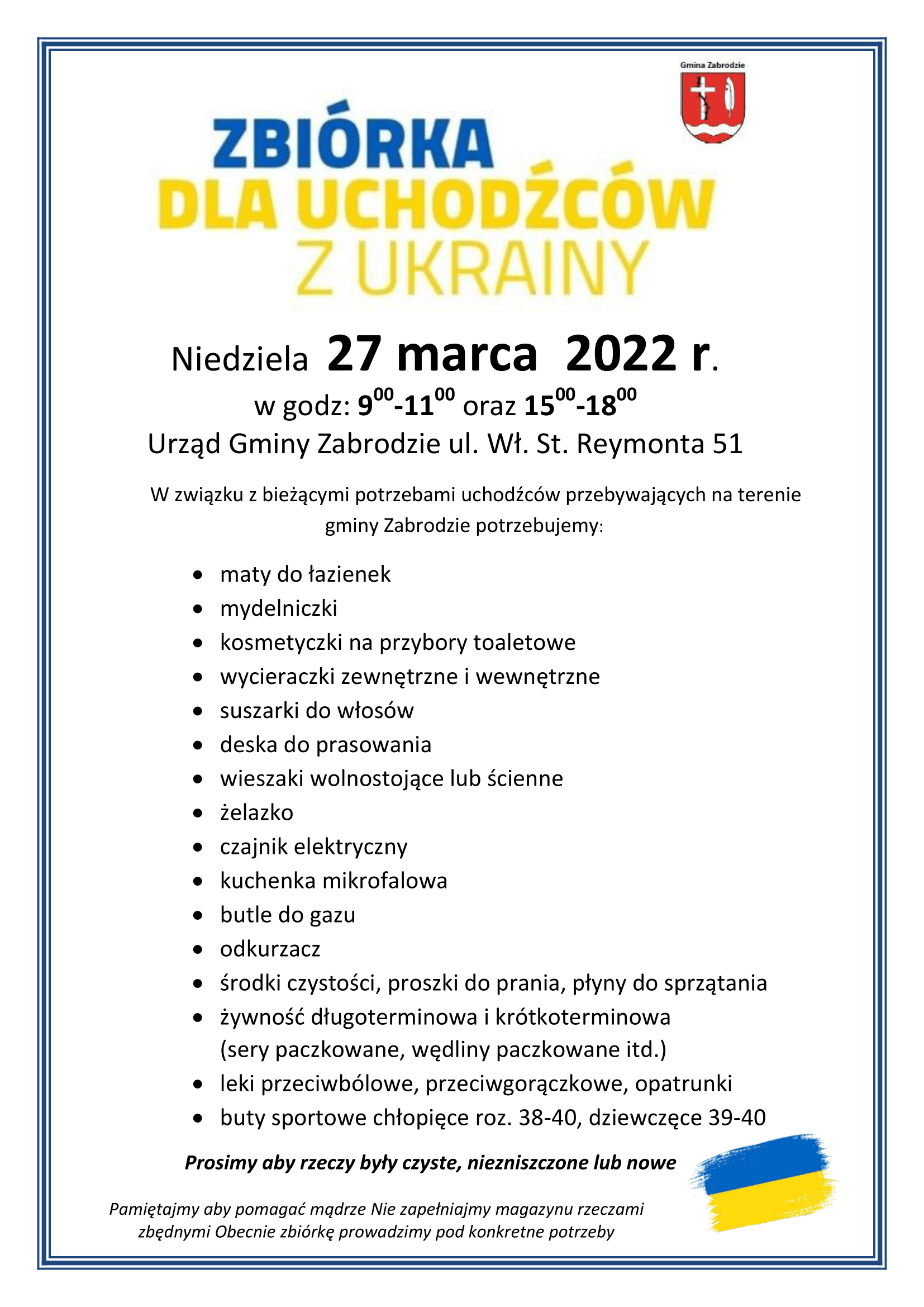 Zbiórka dla uchodźców