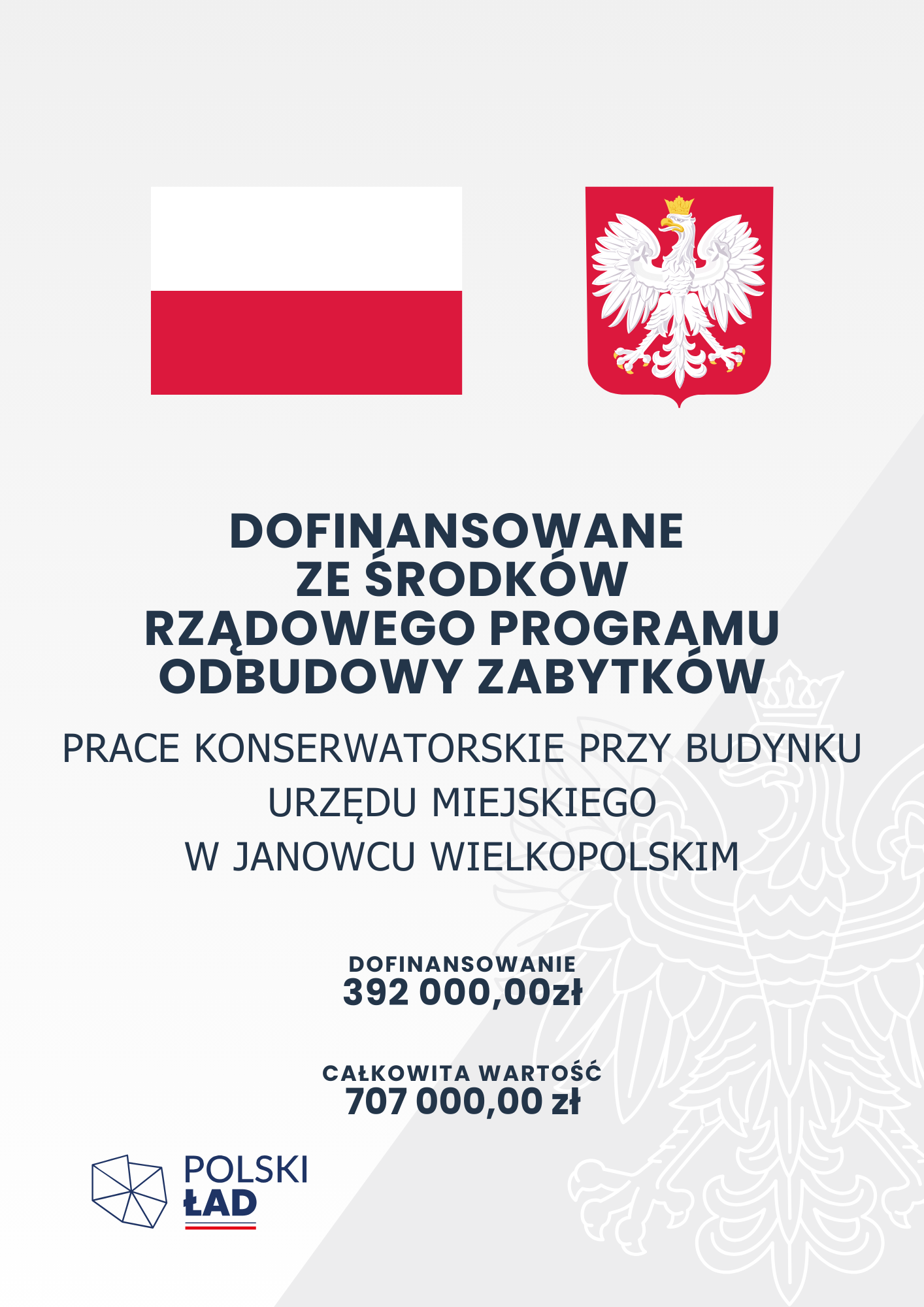 Prace konserwatorskie przy budynku Urzędu Miejskiego w Janowcu Wielkopolskim