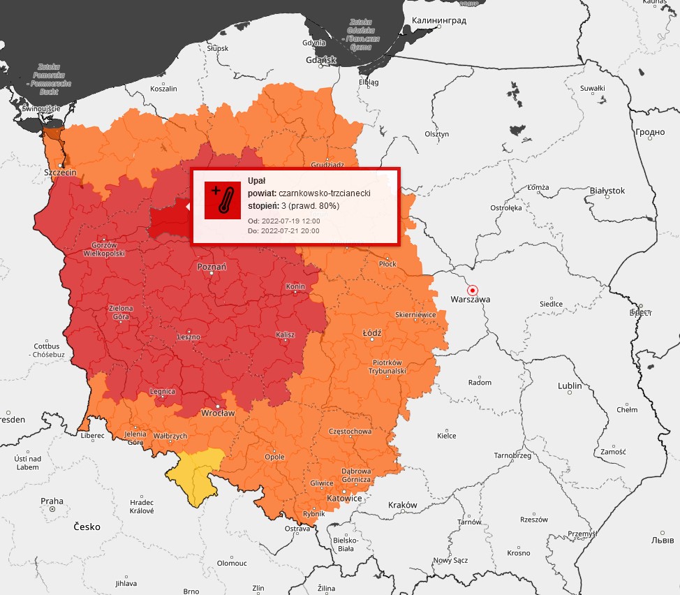 Ostrzeżenie meteo 19.07.2022
