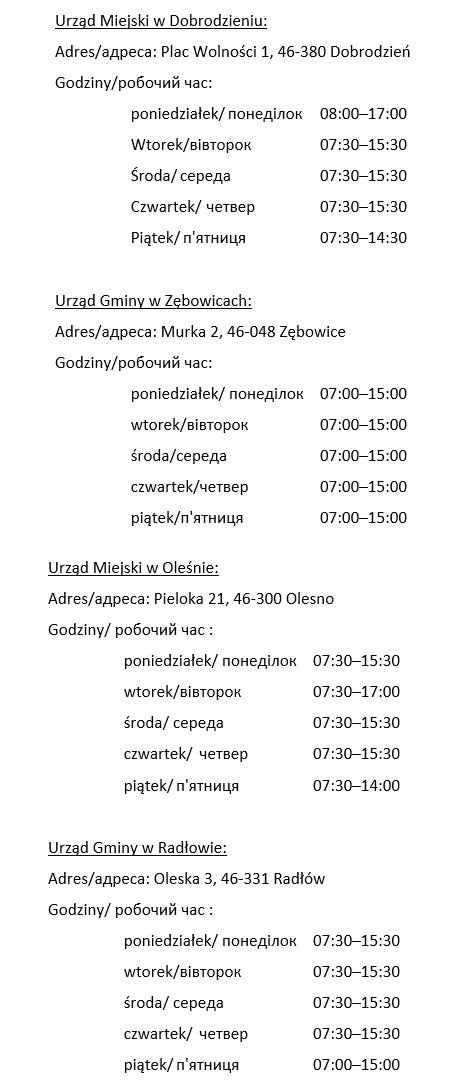 Informacje Dla Obywateli Ukrainy Powiat Oleski Portal Gov Pl