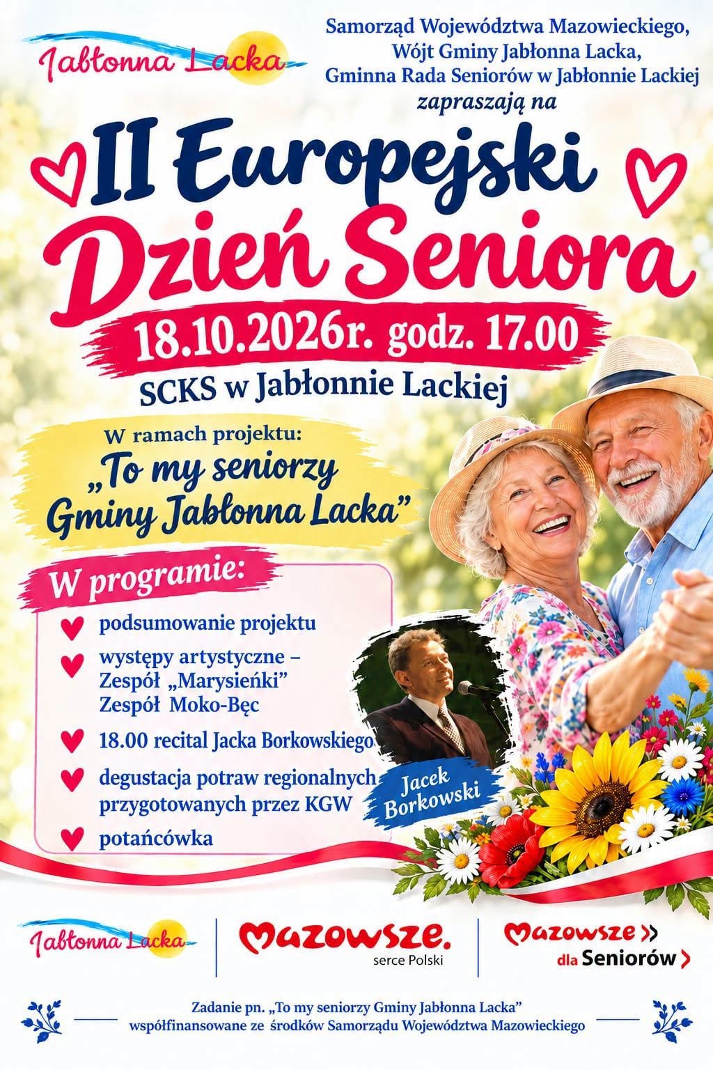 Plakat z zaproszeniem na II Europejski Dzień Seniora.