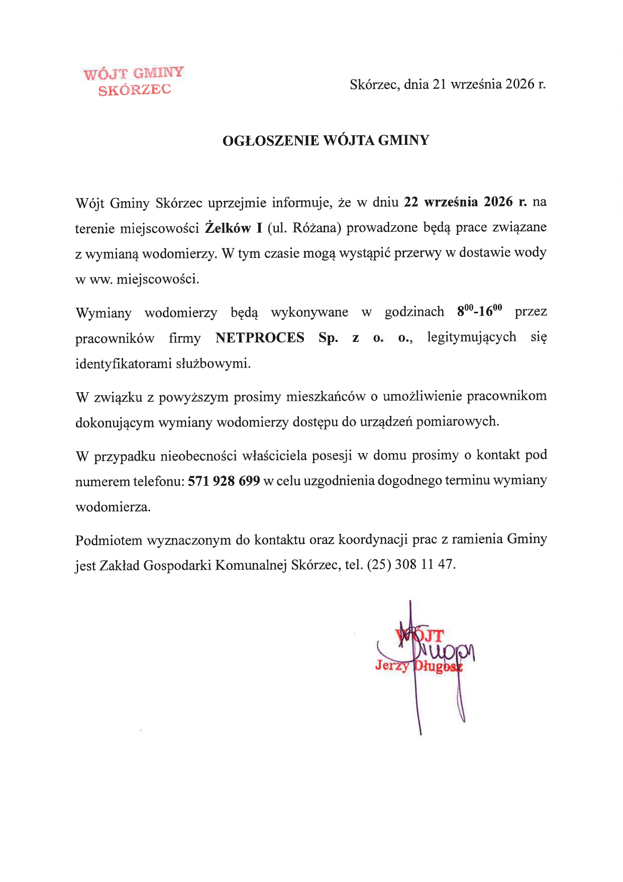 Wymiana wodomierzy -Żelków ul. Różana