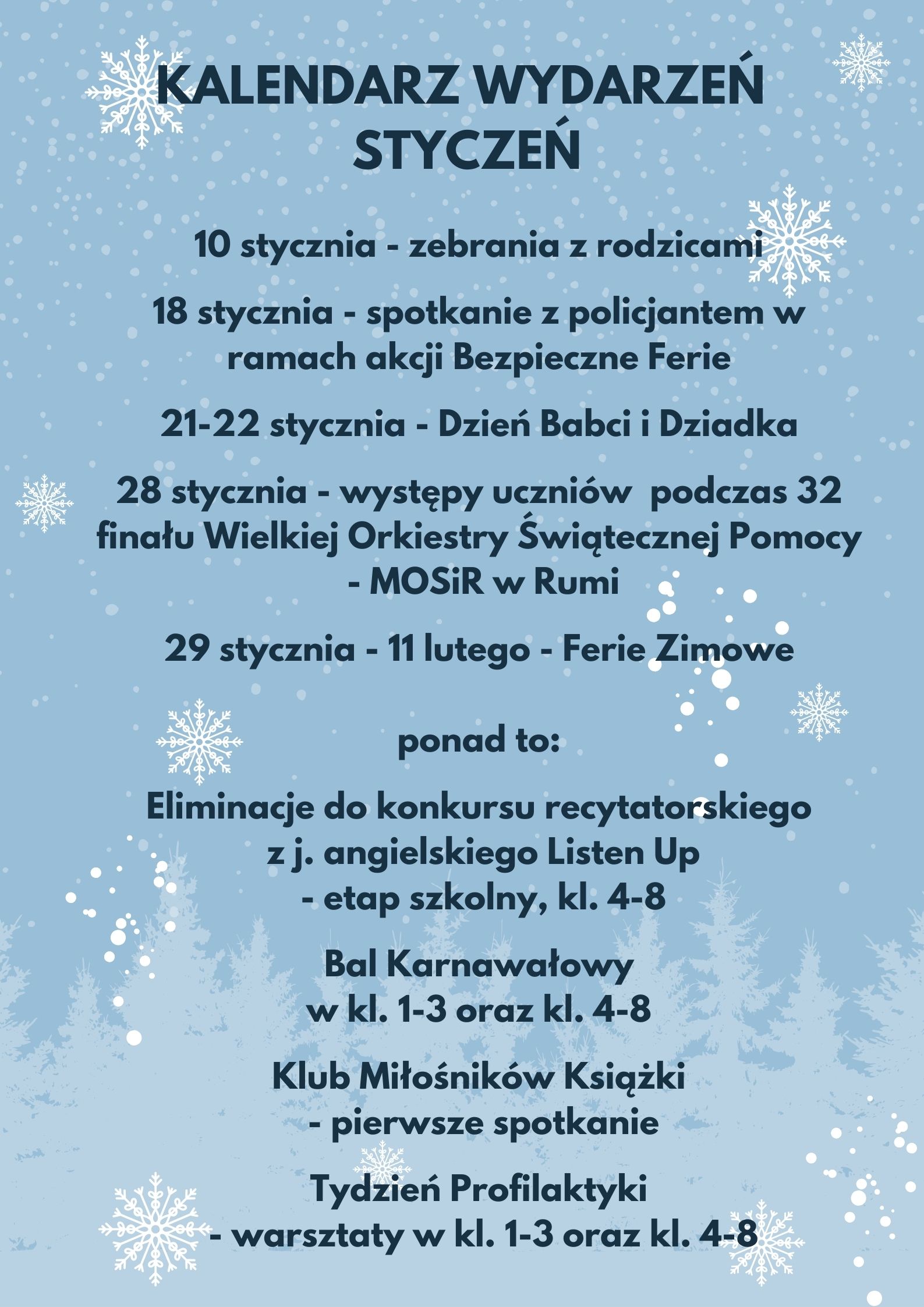Kalendarz wydarzeń styczeń