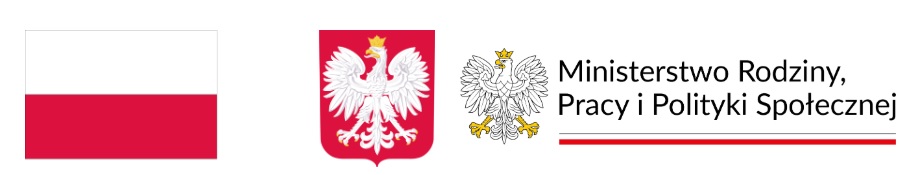 Baner z Flaga Polski, Godło Polski, Orłem i napisem Ministerstwo Rodziny, Pracy i Polityki Społecznej