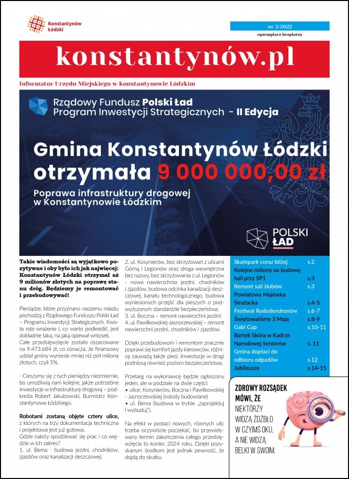 Pierwsza strona Informatora Konstantynów.pl. Wydanie nr 3 z 2022