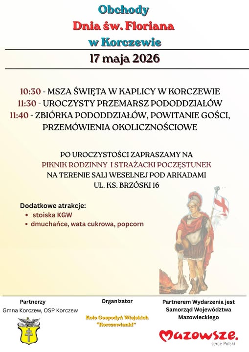 Zaproszenie na obchody Dnia św. Floriana na 17.05.2026
